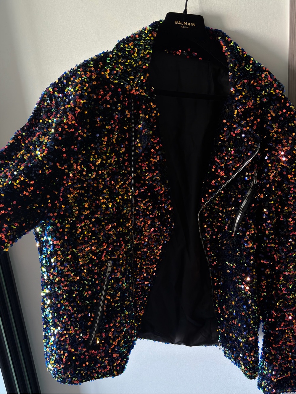 Navy Sequin Zip Jacket for Fesitivals